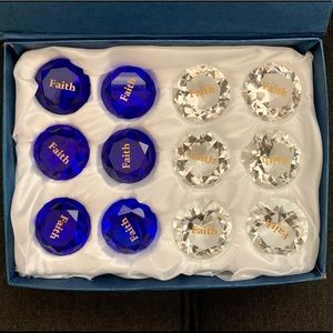 12 pcs Faith RockImpact Large Engraved Crystal Diamond Jewel Home Décor
